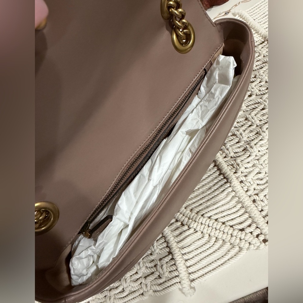 Gucci Taupe Quilted Leather Shoulder Bag with Gold Hardware - Picture 12 of 13